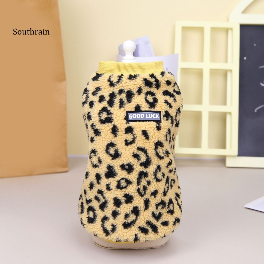 Áo Khoác Vải Polyester Mềm Giữ Ấm In Họa Tiết Da Báo Quyến Rũ Thoải Mái Cho Cún Cưng