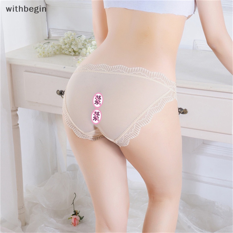 Quần Lót Ren Không Đường May Lưng Thấp Co Giãn Thoáng Khí Đính Nơ Đáng Yêu Cho Bạn Gái