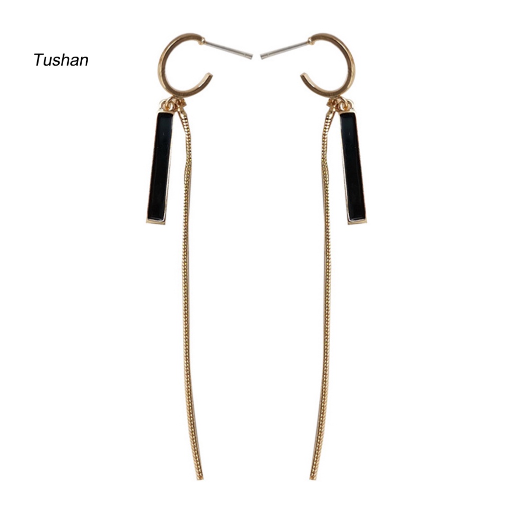 1 Đôi Bông Tai Dáng Dài Viền Lá Tua Rua Màu Sắc Tương Phản Phong Cách Cổ Điển Thời Trang