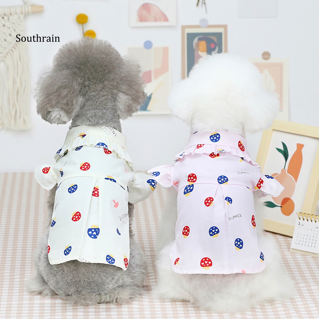 Áo Thun Cotton Thân Thiện Với Da In Hình Nấm Phối Bèo Thời Trang Mùa Hè Cho Cún Cưng