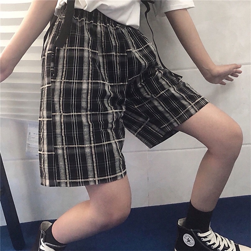 Quần Short Harajuku Lưng Cao Dáng Rộng Co Giãn Nhiều Màu Sắc Họa Tiết Kẻ Sọc Cortos De Mujer Thời Trang Mùa Hè Mới Dành Cho Bạn Nữ