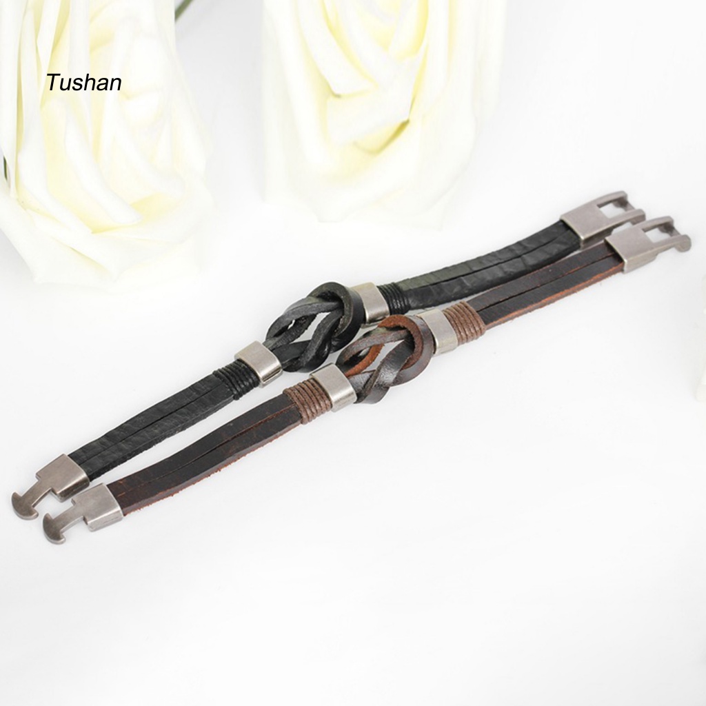 Vòng Đeo Tay Giả Da Bện Dây Kim Loại Chống Rỉ Thân Thiện Với Da Phong Cách Vintage Cho Nam