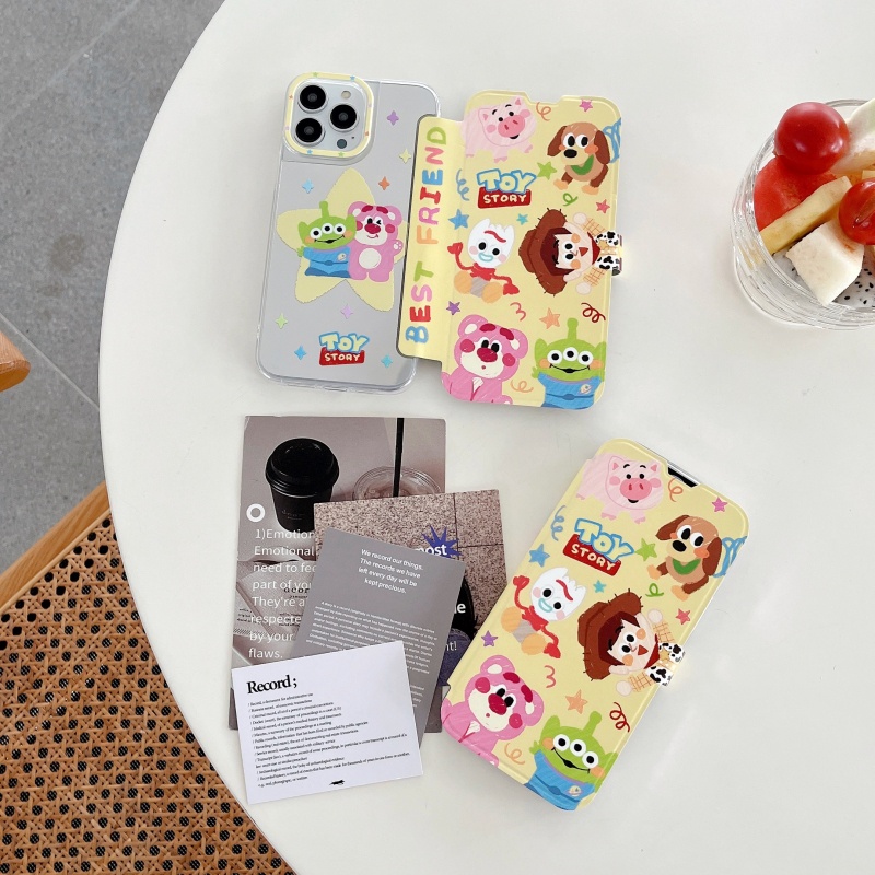 Ốp Điện Thoại Nắp Lật Mặt Gương Hoạt Hình Cho iPhone 14 13 12 11 Pro Max 14 Plus