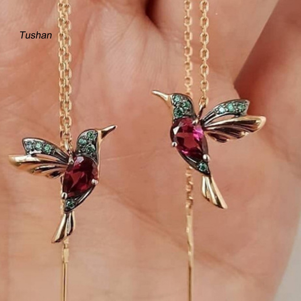 1 Đôi Bông Tai Dài Hình Chim Ruồi Không Gây Dị Ứng Thân Thiện Với Môi Trường