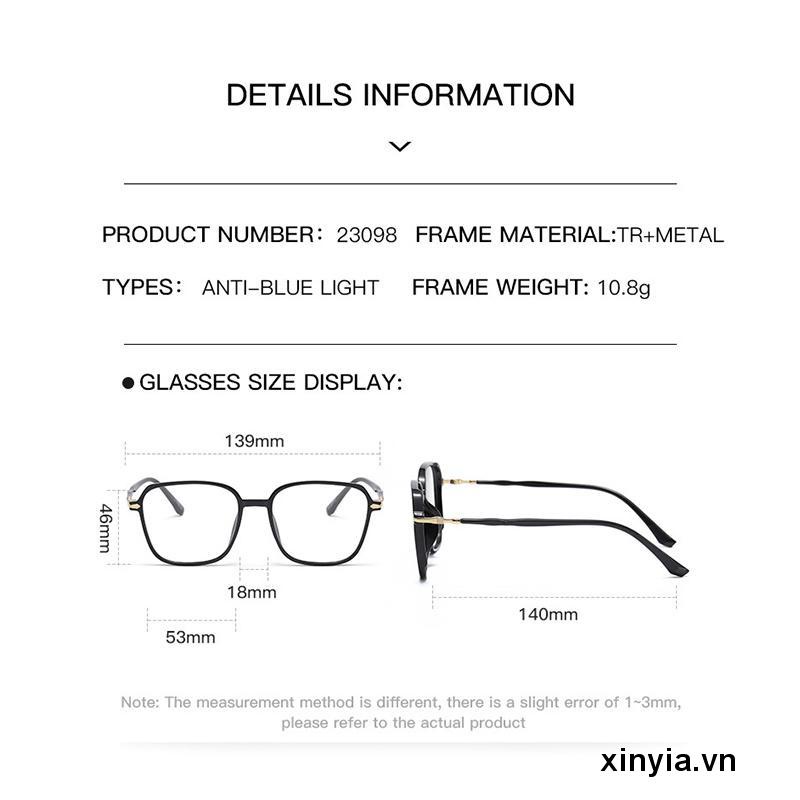 Kính Mát Gọng Vuông Lớn Chống Ánh Sáng Xanh Phong Cách Vintage Thời Trang Cho Nam Nữ