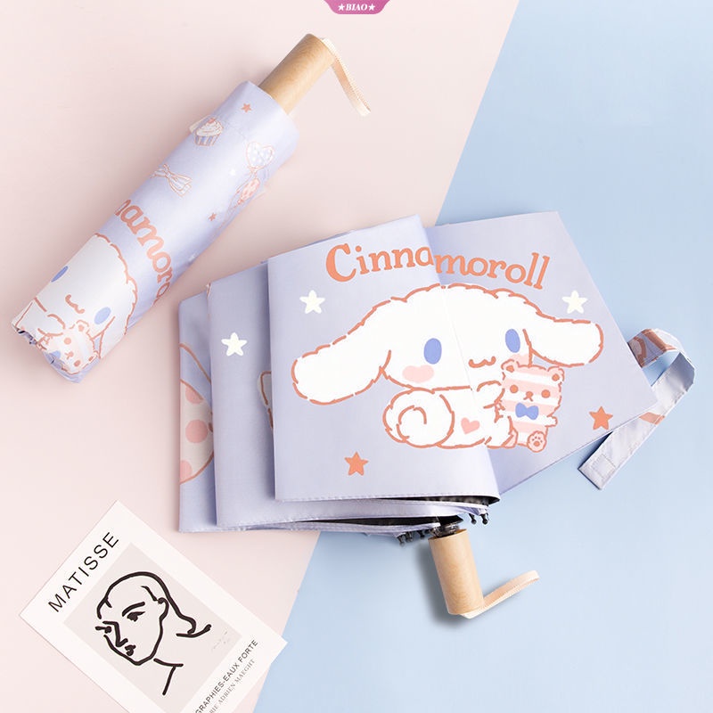 SANRIO Dù Gấp Tự Động Chống Mưa Nắng Tia UV Họa Tiết Hoạt Hình Cinnamoroll Đáng Yêu