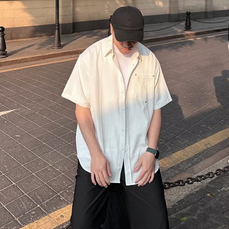 Áo Sơ Mi Tay Lỡ Thiết Kế Mới Thời Trang Mùa Hè Theo Phong Cách Hàn Quốc Cho Nam