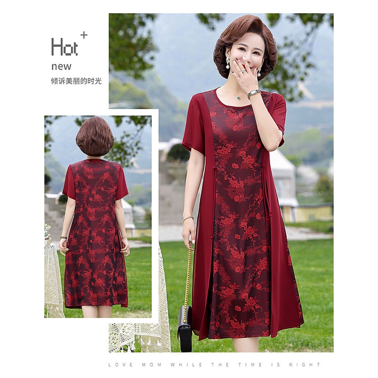 Đầm Dáng Rộng Phong Cách Phương Tây Thời Trang Mùa Hè Cho Nữ 40-50 Tuổi