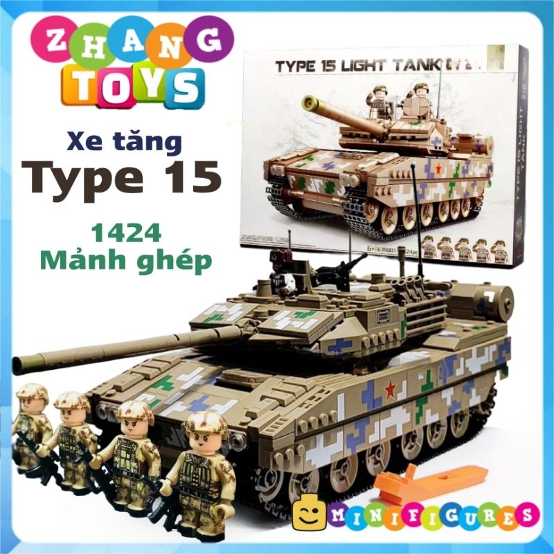 Mô hình quân sự lắp ghép Xe tăng Type 15 light tank Black panther ZTQ-15 1424 hình Panlos Bricks 639
