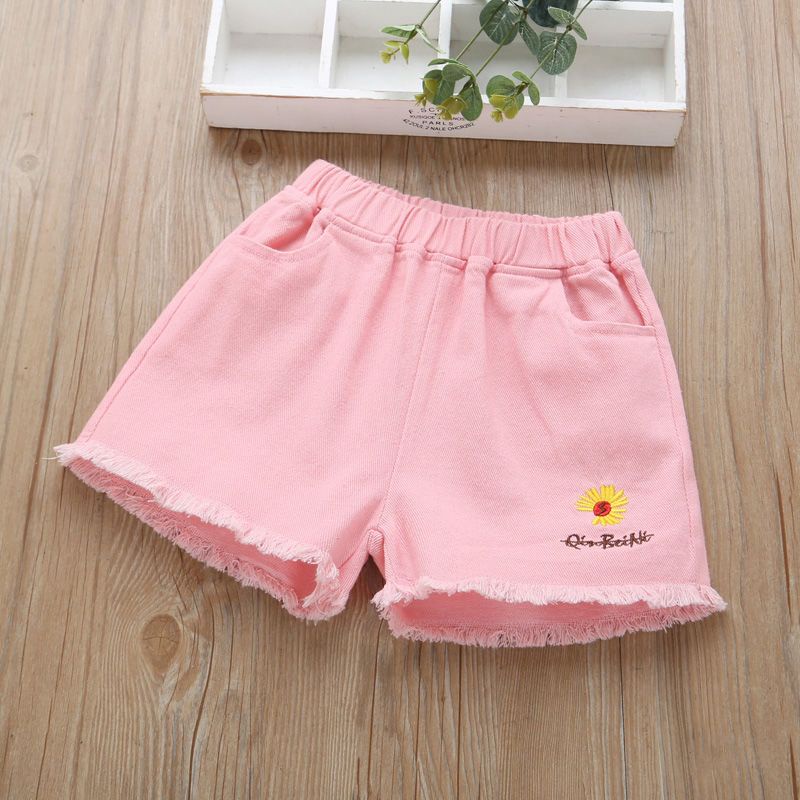 Quần Short Denim Mỏng Nhăn In Họa Tiết Hoa Cúc Phong Cách Phương Tây Thời Trang Mùa Hè Mới Cho Bé Gái
