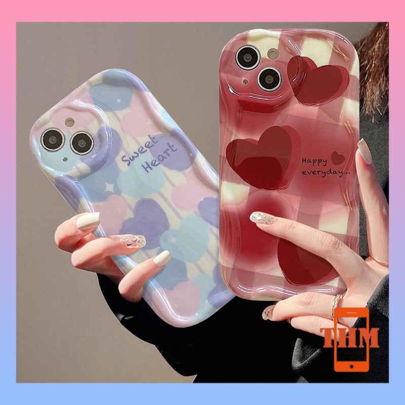 Ốp lưng iphone cuộn sóng lập thể hình trái tim, vỏ mềm chống chấn động Cho Iphone 6 / 6S / 6splus / se / 7 / 7plus / 8 / 8plus / X / xs / xsmax / 11 / 12 / 13 / 14 / Plus / pro / pro max-207