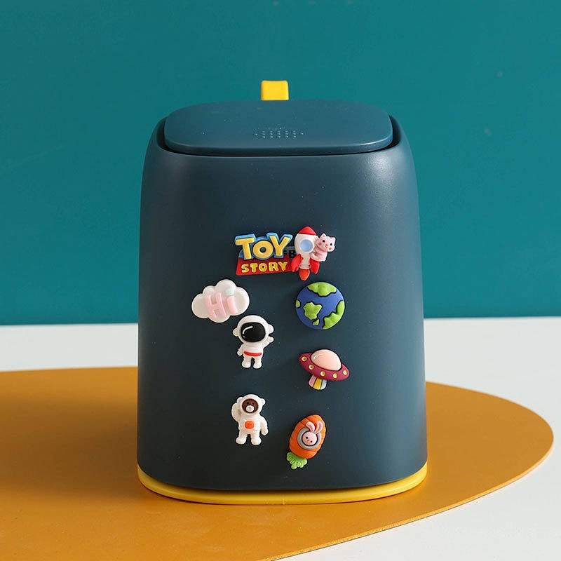Desktop Trash Bin Small Mini Cute Cartoon Car Hanging Bedroom and Household Desk with Lid Small Wastebasket Borx