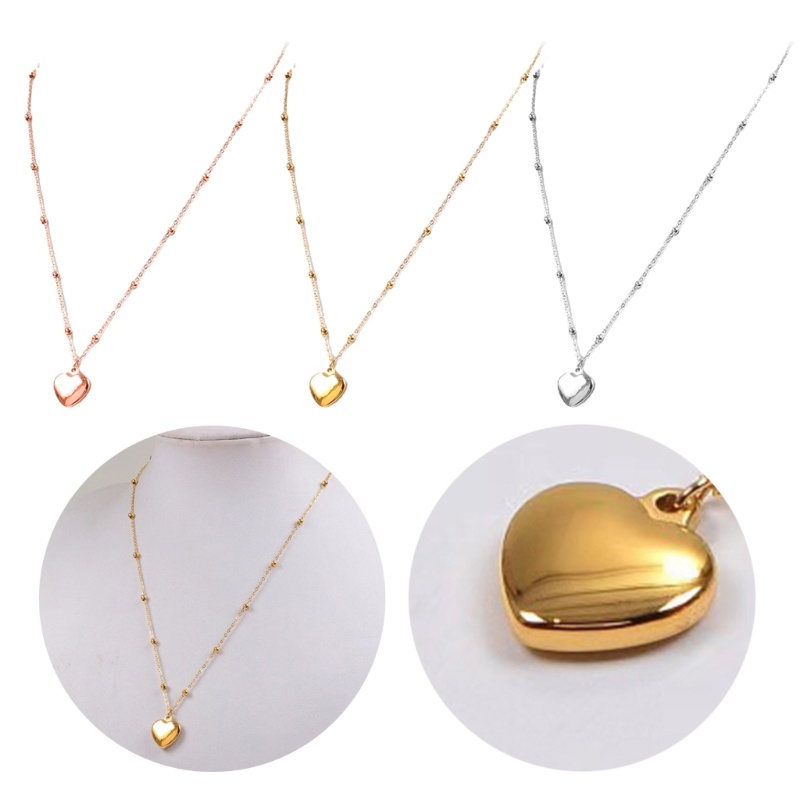 Vòng cổ Hạt Tròn Bằng Kim Loại Mặt Trái Tim Màu Sắc Cá Tính Dành Cho Nữ