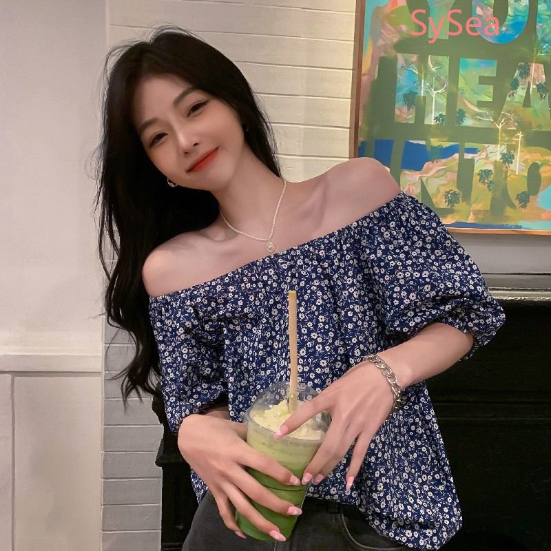 Áo Kiểu Tay Phồng Trễ Vai Họa Tiết Hoa Xinh Xắn Thời Trang Mùa Hè