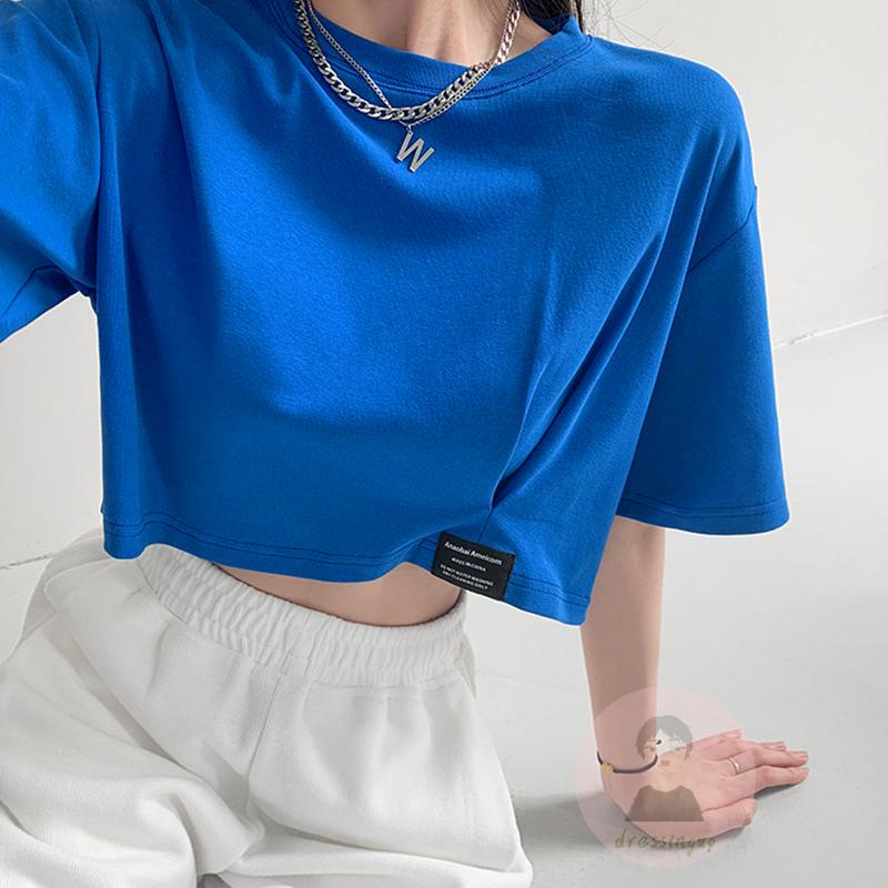 Áo Thun Nữ Ngắn Tay Cổ Tròn In Chữ