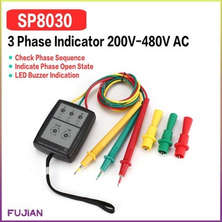 Sp8030 3 Phase Rotation Tester Digital Indicator Detector Led Buzzer Sequence Meter Voltage 200V-480V Ac [B/11]