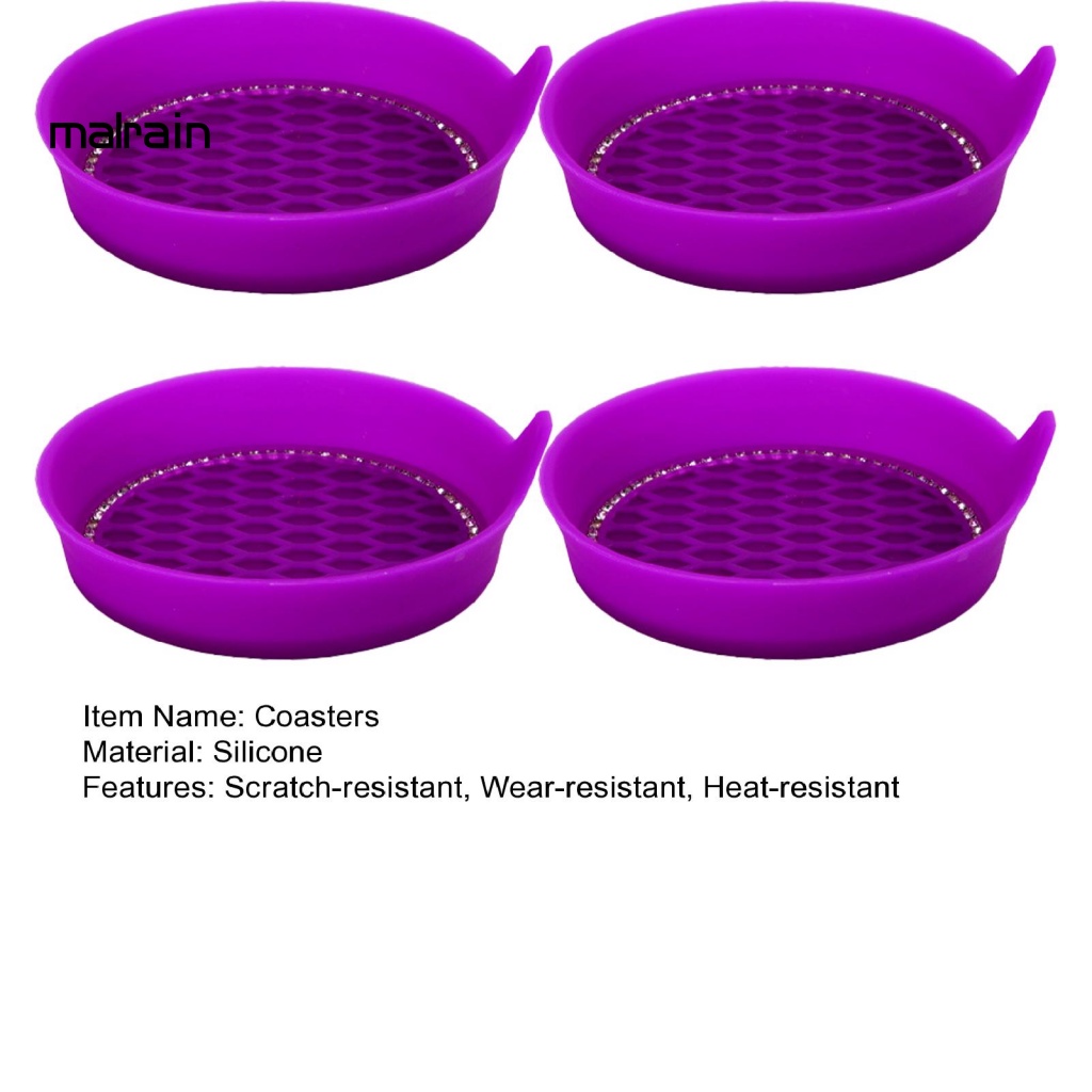 Bộ 4 Đế Lót Ly Đính Đá Nhiều Màu Sắc Trang Trí Cho Xe Hơi