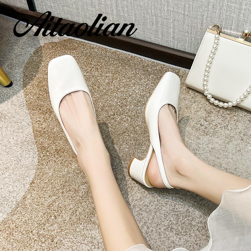 Xăng đan Cao Gót 6cm Da Mềm Mũi Nhọn Thời Trang Cho Nữ