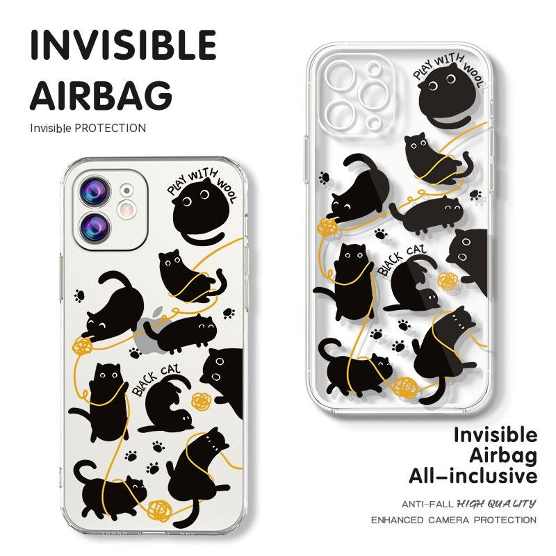 Ốp Điện Thoại In Hình Mèo Đen Cho IPhone 6 6S 11 7 8 Se 2020 X XR XS Plus 12 13 14 PRO mini MAX