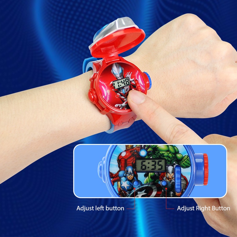 Đồng Hồ Điện Tử Hình Người Nhện / Bạch Tuyết / Captain America Hoạt Hình Dễ Thương Cho Bé