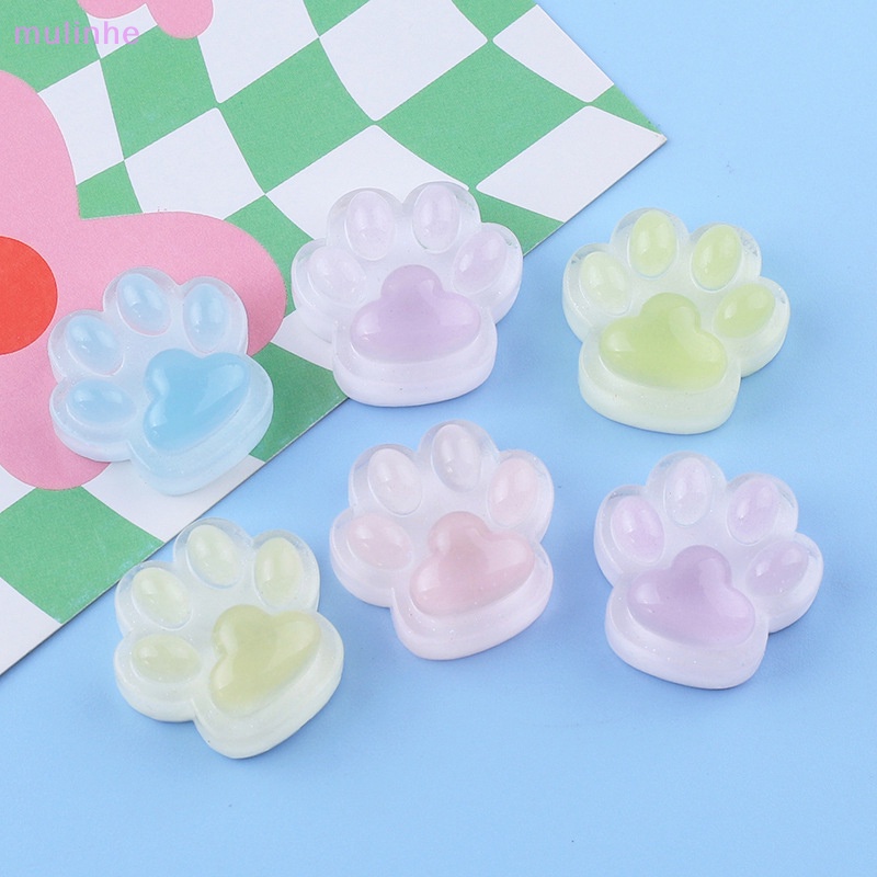 Set 2 Mặt Dây Chuyền Hình Móng Vuốt Mèo Bằng Resin Phát Quang Đáng Yêu