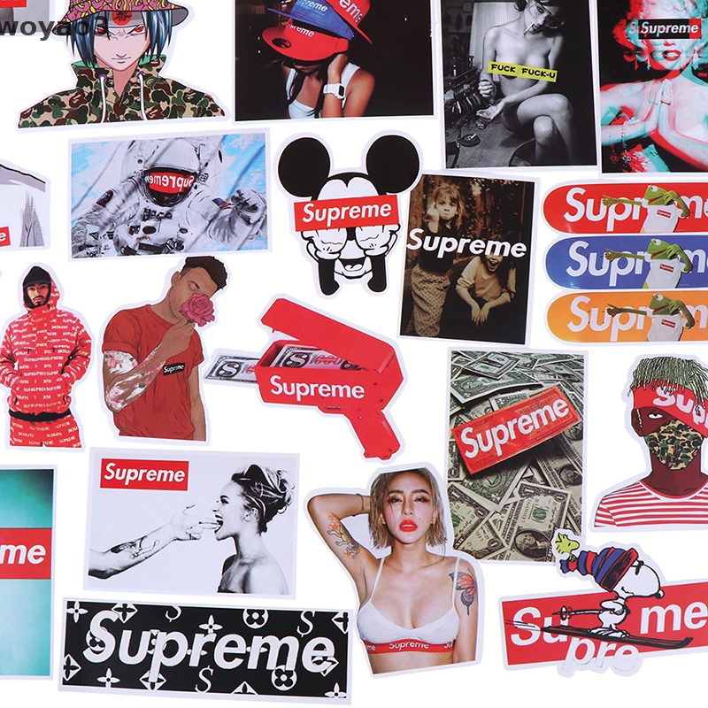 Set 50 Sticker woyao3 Supreme Thời Trang Trang Trí Ván Trượt / laptop / Xe Hơi