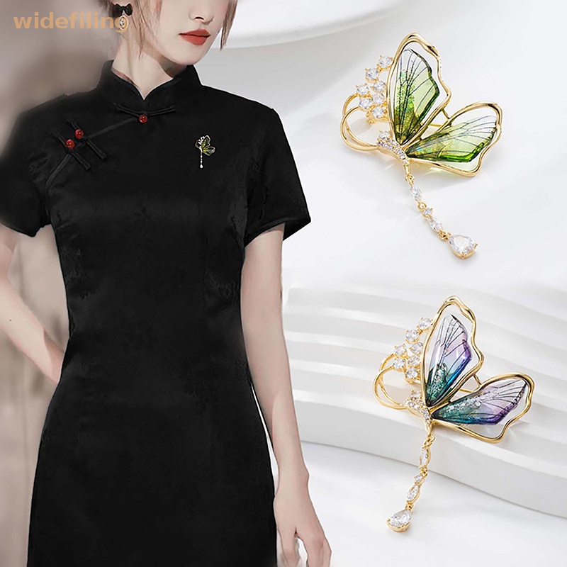 Trâm Cài Áo Hình Bươm Bướm Đính Pha Lê Trong Suốt Thời Trang Dành Cho Nữ