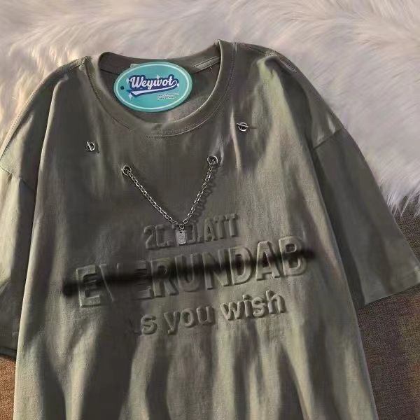 Áo Thun Tay Ngắn Dáng Rộng In Hình Dây Xích Thời Trang Mùa Hè Cho Nam