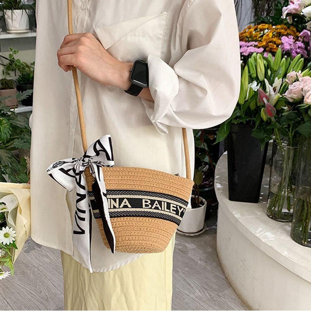 Túi Xách Đan Lát In Chữ Phong Cách Bohemian Thời Trang Cho Nữ