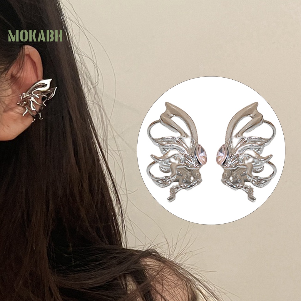 [Mới] 1 Cặp Khuyên Kẹp Vành Tai Không Xỏ Lỗ Hình Bướm Phong Cách Punk