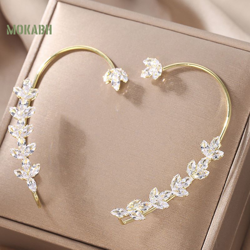 1 Khuyên Kẹp Vành Tai Không Xỏ Lỗ Họa Tiết Hình Học Đính Đá Lấp Lánh Sang Trọng