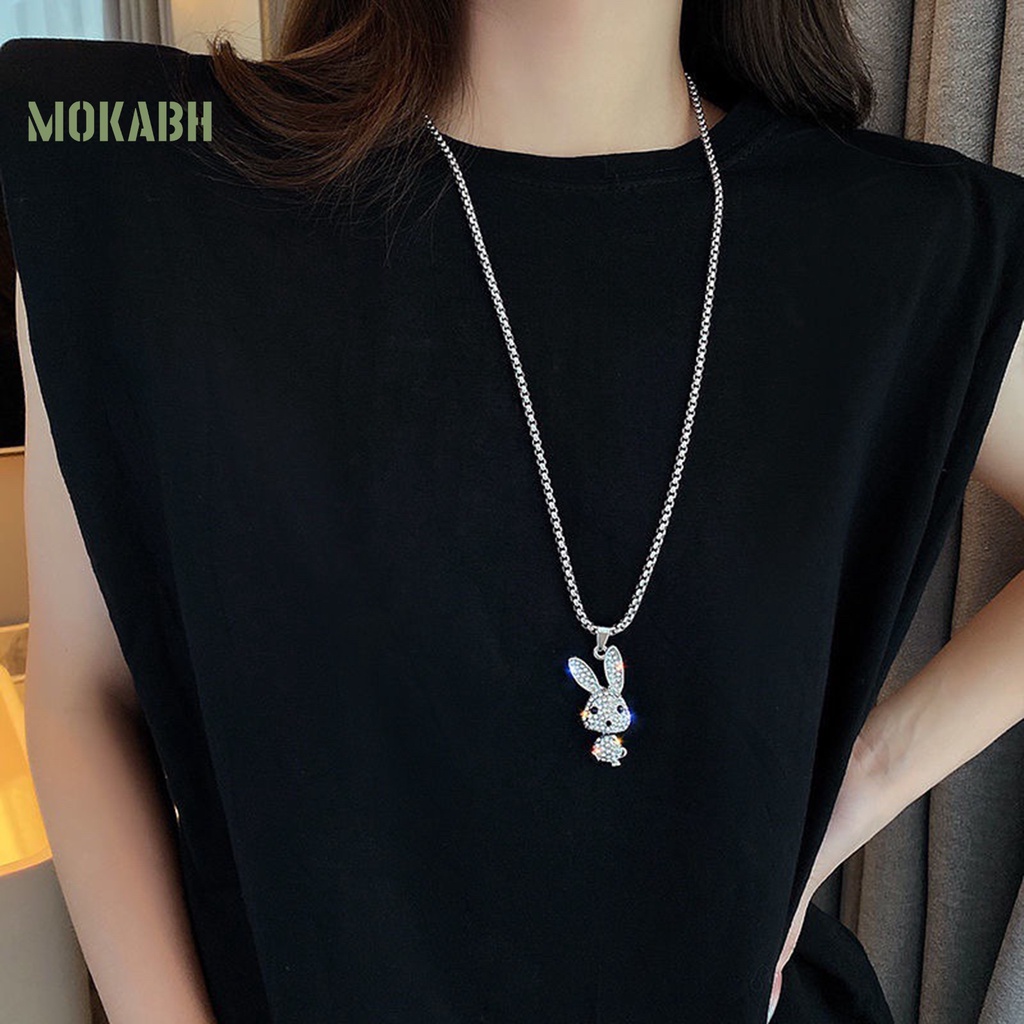 Vòng cổ Mặt Hình Thỏ Đính Đá Lấp Lánh Chống Phai Màu Thời Trang Cho Nữ