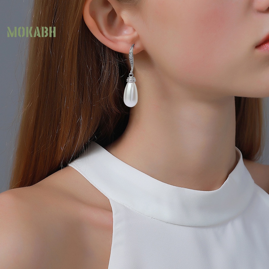 1 Đôi Bông Tai Hình Giọt Nước Đính Ngọc Trai Giả Thời Trang Dành Cho Nữ