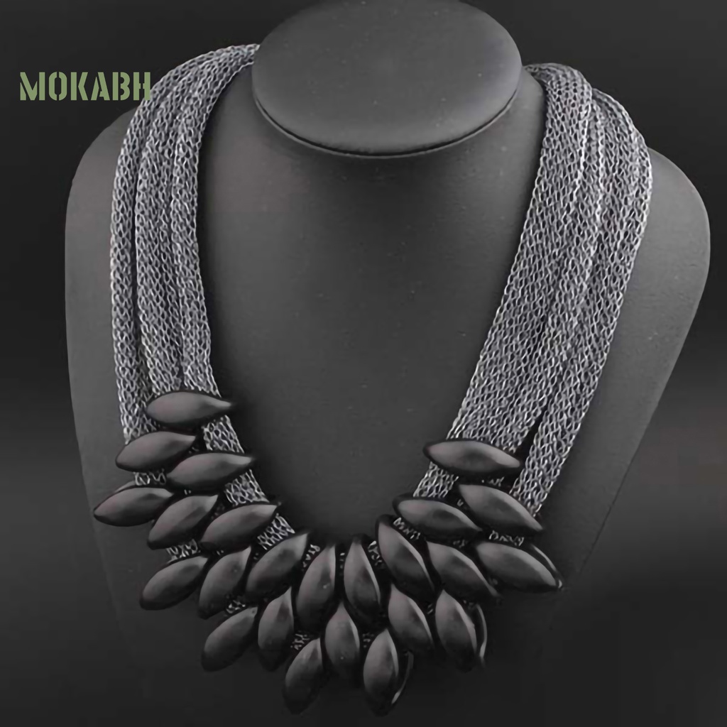 Vòng Cổ Choker Nhiều Lớp Mặt Lá Hợp Kim Cho Nữ