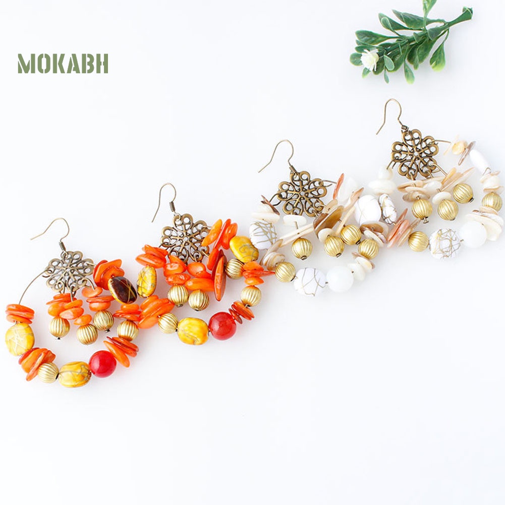 Bông Tai Xỏ Hạt Nhiều Màu Phong Cách Bohemian Thời Trang Cho Nữ