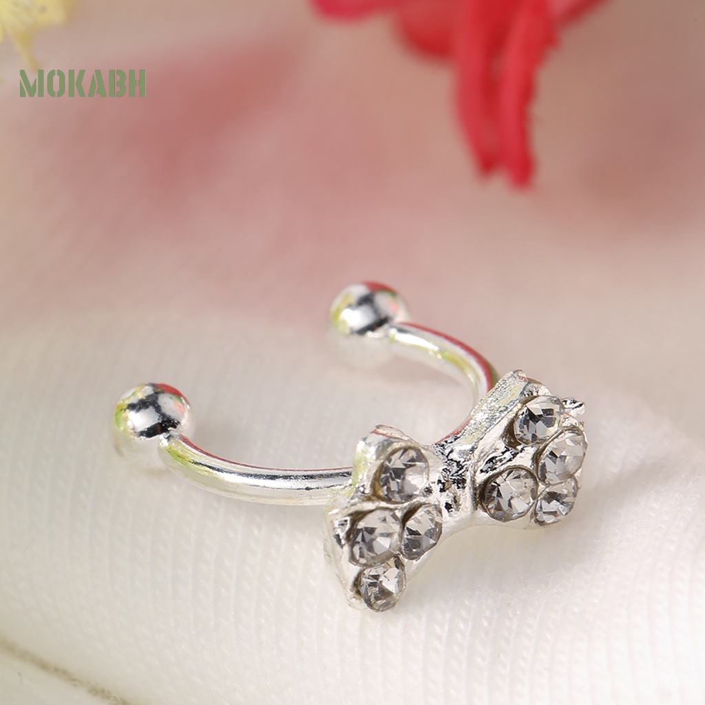 1 Chiếc Bông Tai Kẹp Hình Nơ Đính Đá Pha Lê Bằng Hợp Kim Cho Nữ