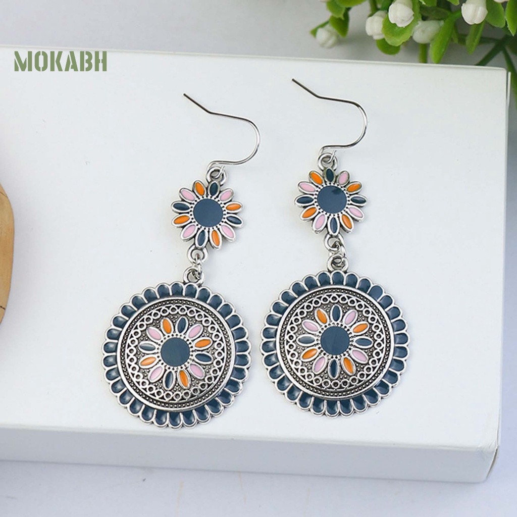 1 Đôi Bông Tai Móc Xỏ Hạt Hình Giọt Nước Nhiều Màu Lấp Lánh Phong Cách Bohemian Cổ Điển Thời Trang Dự Tiệc