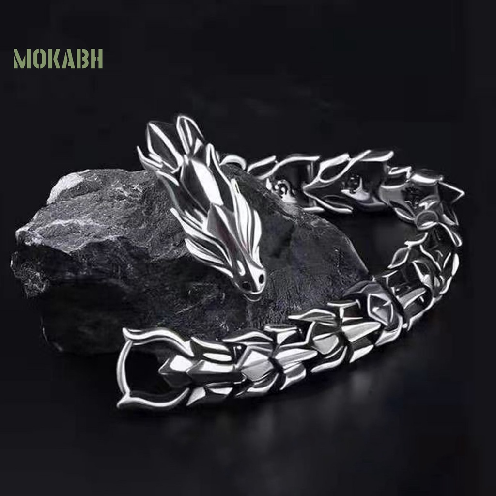 Vòng Tay Hình Đầu Rồng Phong Cách Âu Mỹ Cá Tính Cho Nam