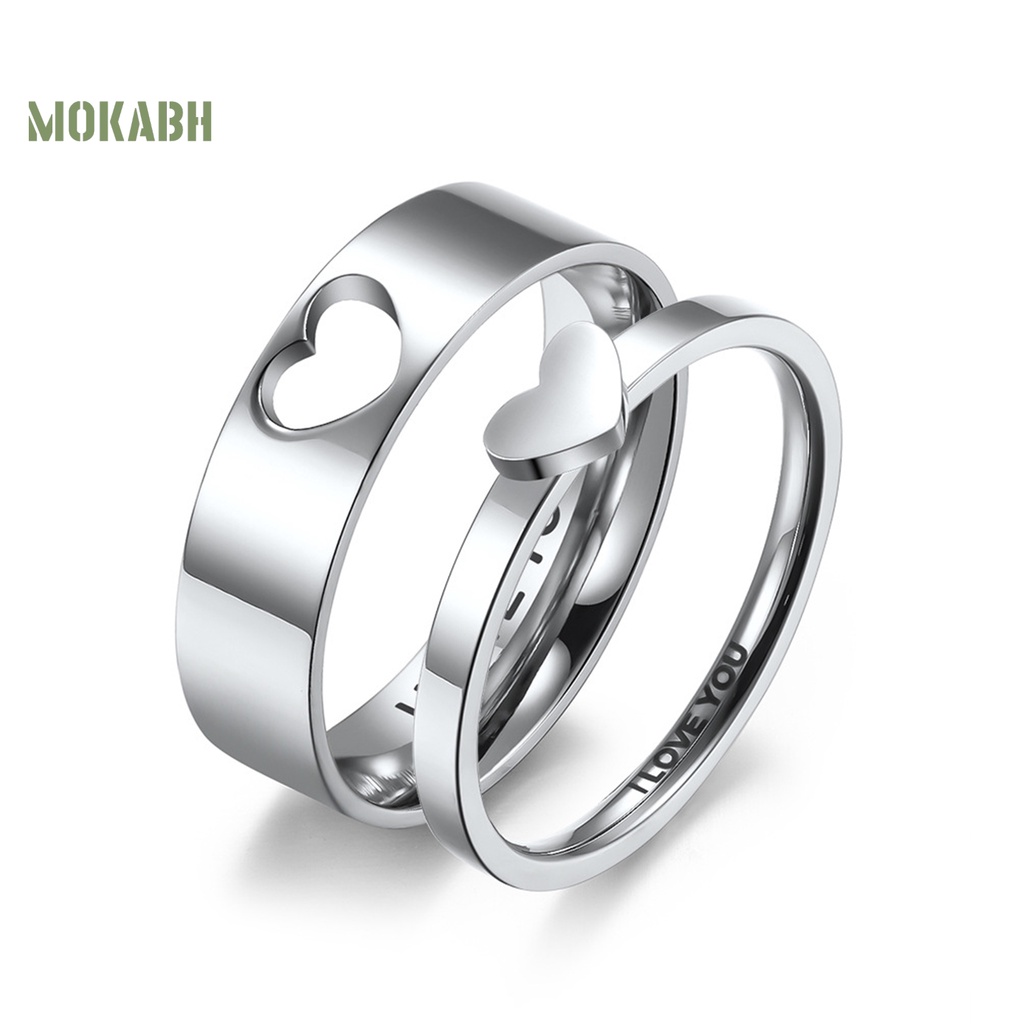 [Mới] Set 2 Nhẫn Mạ Điện Sáng Bóng Hình Trái Tim Rỗng Độ Bóng Cao Tinh Tế Phù Hợp Với Trang Sức