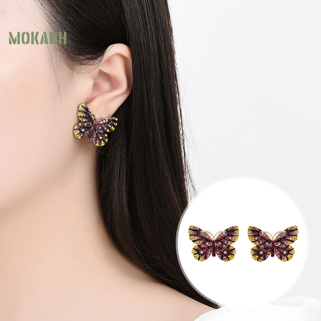 1 Bộ Khuyên Tai Dây Xích Mạ Điện Hình Bướm Sáng Bóng Quyến Rũ Cho Nữ