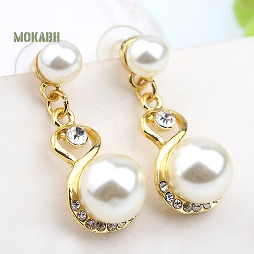 Bộ Vòng cổ + Bông Tai Đính Ngọc Trai Nhân Tạo + Đá Sang Trọng Cho Nữ