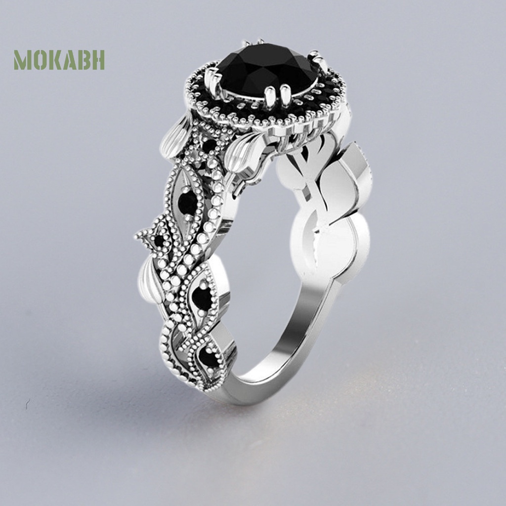 Set 2 Nhẫn Họa Tiết Hoa Lá Đính Đá Lấp Lánh Thời Trang Cho Nữ