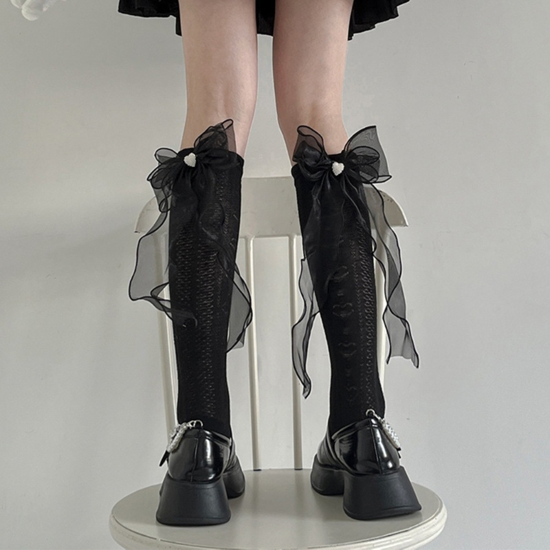 Vớ Lưới Dài Tới Đầu Gối Phối Nơ Ruy Băng Dành Cho Nữ