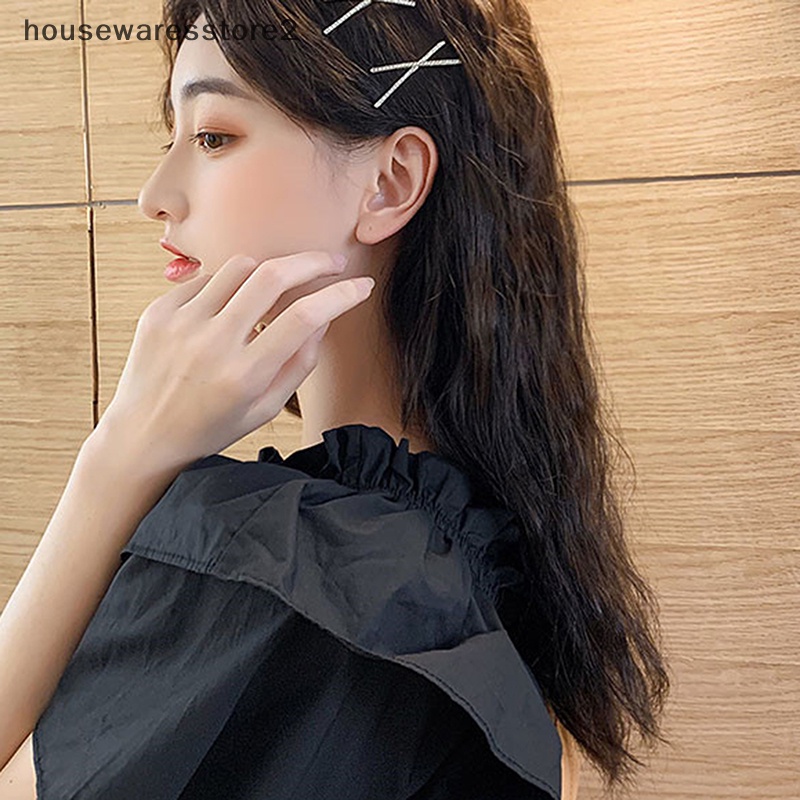 Set 2 Kẹp Tóc Chữ X Đính Đá Pha Lê Đơn Giản