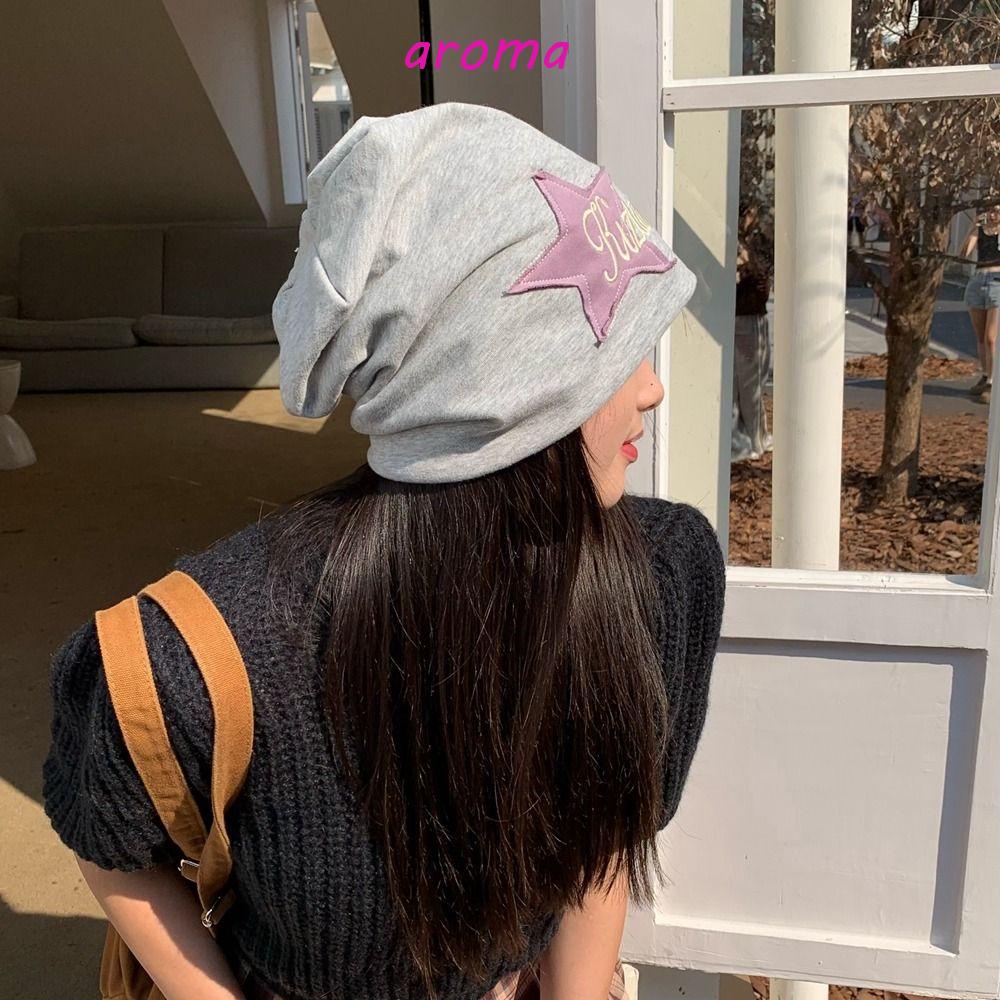 Mũ Beanie Màu Trơn Thêu Hình Ngôi Sao Dễ Thương Phong Cách Hàn Quốc Y2k