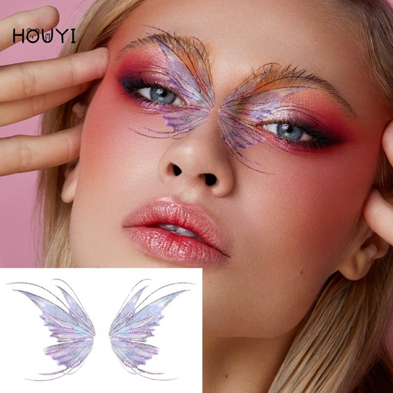 Miếng Dán Hình Xăm Tạm Thời Hình Cánh Bướm Lấp Lánh