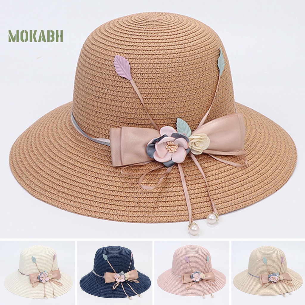 Nón Cối Rộng Vành Phối Ruy Băng Đính Nơ Thời Trang Mùa Hè Cho Nữ