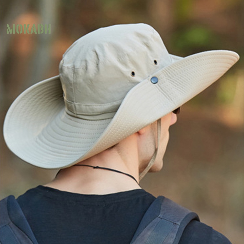 Mũ Tai Bèo Vành Rộng Có Dây Rút Chống Tia UV Chống Nắng Thoáng Khí Khô Nhanh Thời Trang Mùa Hè Cho Nam