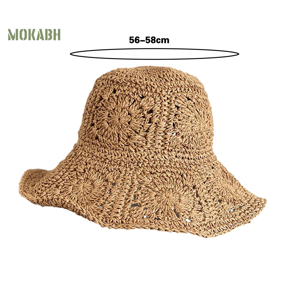 [Mok Abh] Nón Cối Rộng Vành Chống Tia UV Màu Trơn Thoáng Khí Thời Trang Đi Biển Mùa Hè Cho Nữ