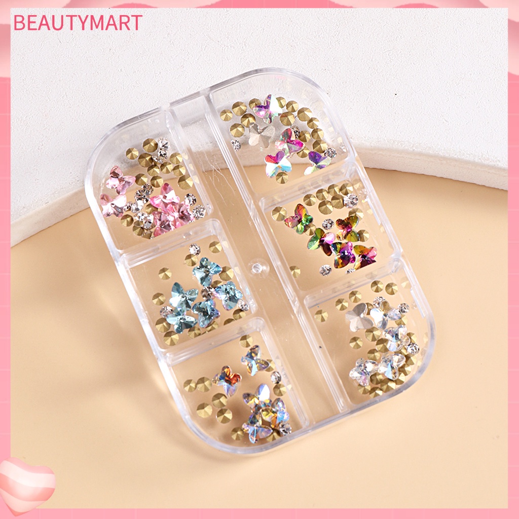 [beautymart] Phụ Kiện Trang Trí Móng Tay Mặt Kính Lấp Lánh Nhiều Màu Sắc DIY
